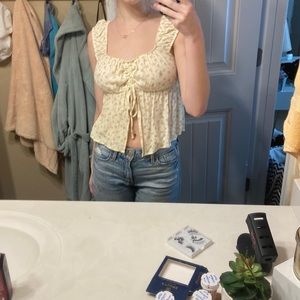 Cream flower pattern blouse